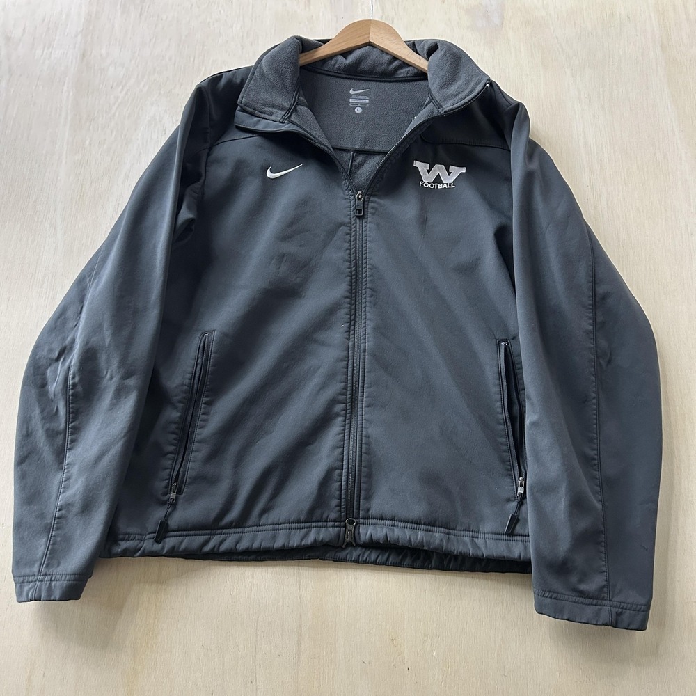 UW Washington Football Jacket Mens Large Gray Football Nike Fleece Full Zip Coat